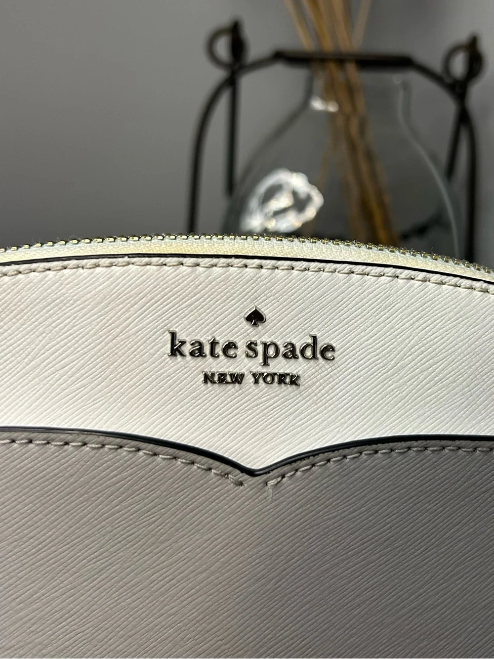 Kate Spade Payton Dome Crossbody Saffiano Leather Gray White Colorblock